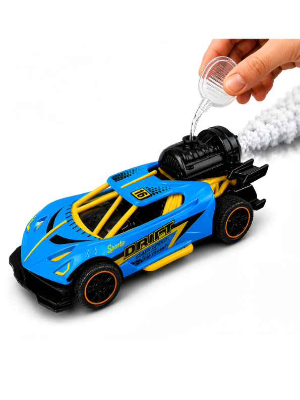 Friction-Powered Jet Racing Car with Rear Water Mist Smoke & LED Lights Blue LMI15389