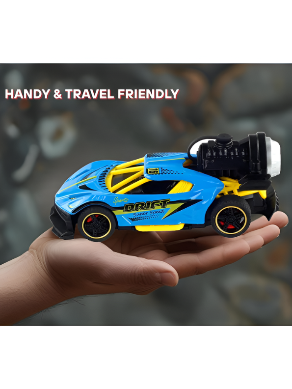 Friction-Powered Jet Racing Car with Rear Water Mist Smoke & LED Lights Blue LMI15389