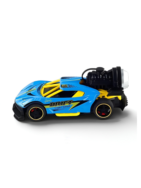 Friction-Powered Jet Racing Car with Rear Water Mist Smoke & LED Lights Blue LMI15389