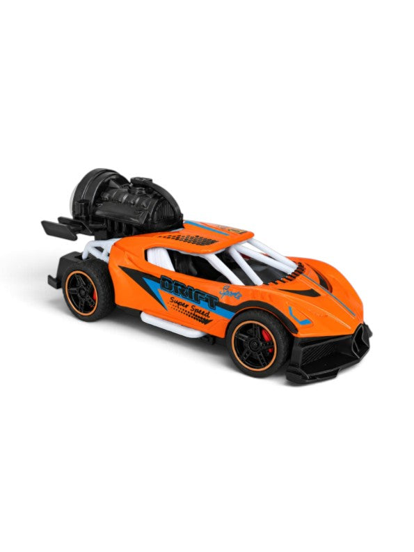 Friction-Powered Jet Racing Car with Rear Water Mist Smoke & LED Lights Orange LMI15389