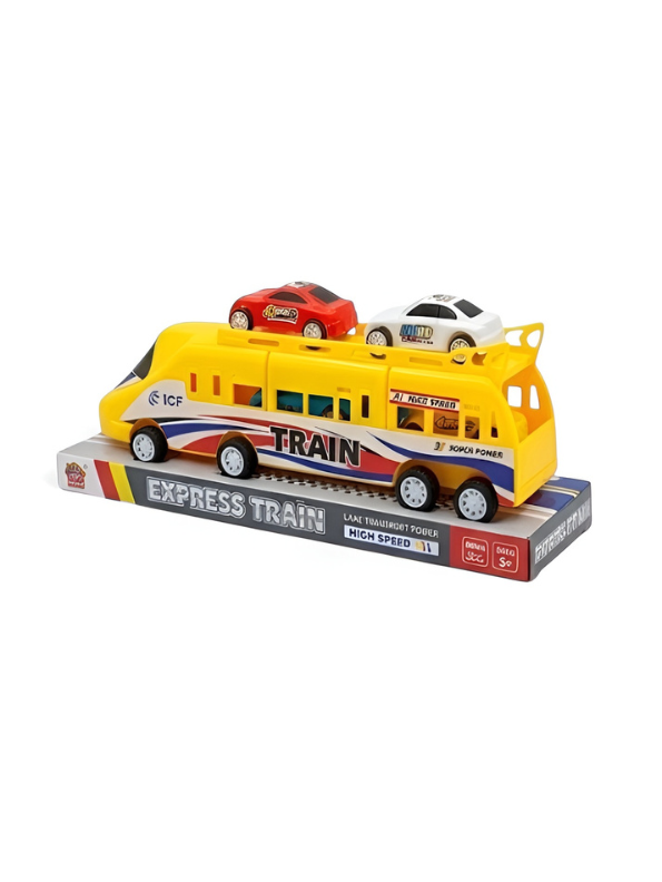 Friction Powered Express Train Toy with 4 Mini Pull-Back Cars TV3344.