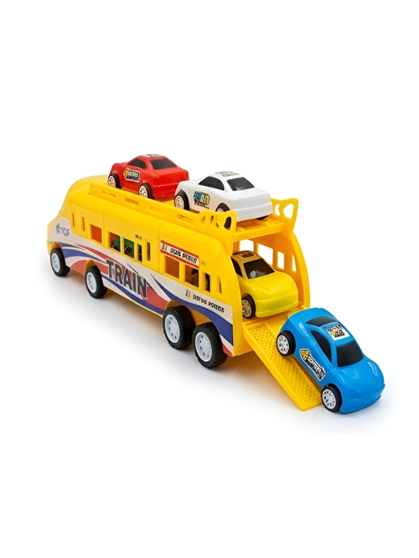 Friction Powered Express Train Toy with 4 Mini Pull-Back Cars TV3344.