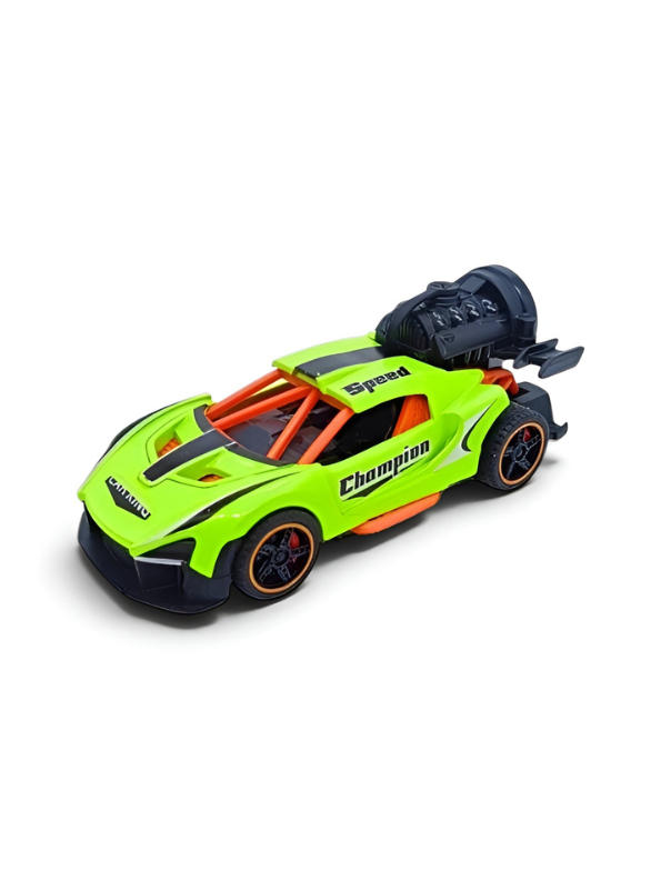 Friction-Powered Jet Racing Car with Rear Water Mist Smoke & LED Lights Green LMI15389
