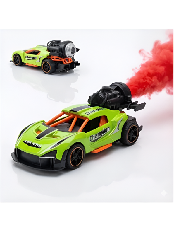 Friction-Powered Jet Racing Car with Rear Water Mist Smoke & LED Lights Green LMI15389