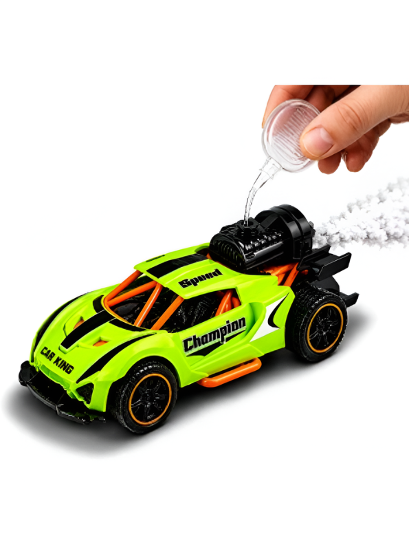 Friction-Powered Jet Racing Car with Rear Water Mist Smoke & LED Lights Green LMI15389
