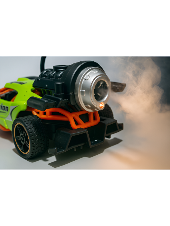 Friction-Powered Jet Racing Car with Rear Water Mist Smoke & LED Lights Green LMI15389