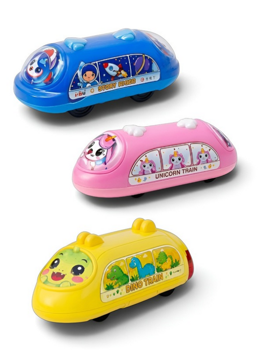 Friction Powered Pull-Back Toy Trains – Dinosaur, Unicorn & Space Themes LMI16906