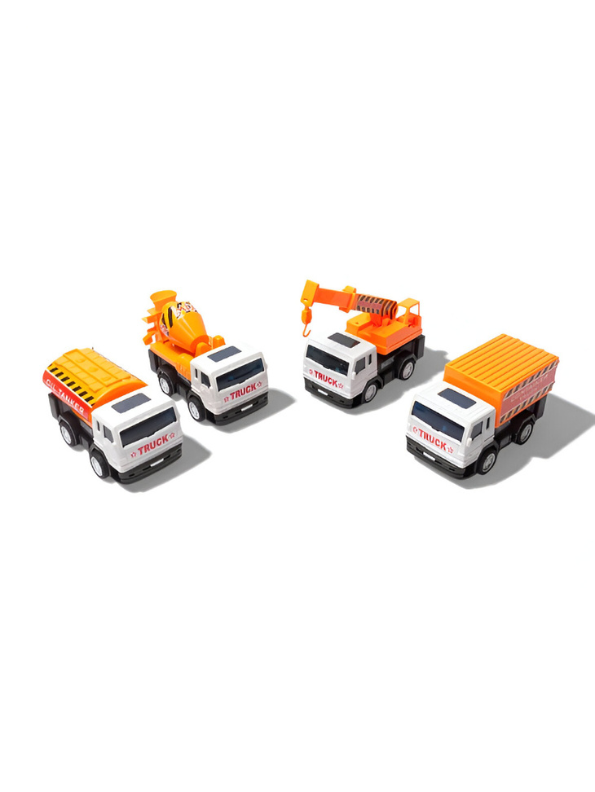 Friction Powered Pull Back Trucks – Pack of 4 Toy Vehicles for Kids LMI13648.