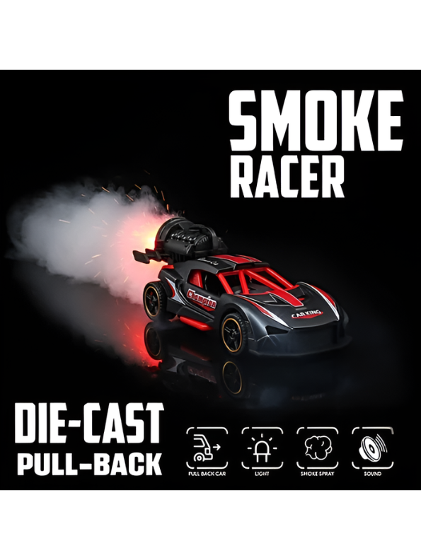 Friction-Powered Jet Racing Car with Rear Water Mist Smoke & LED Lights Red LMI15389