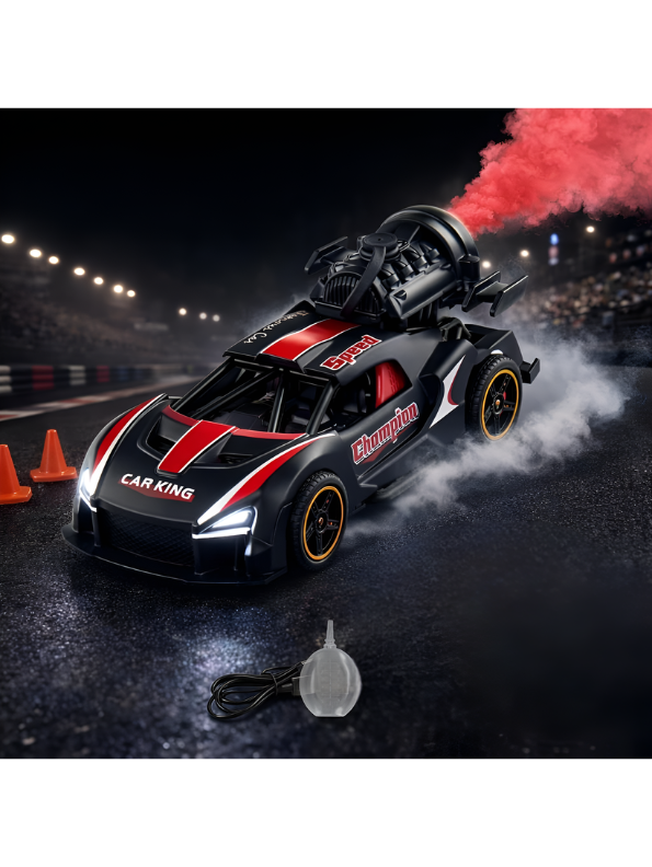 Friction-Powered Jet Racing Car with Rear Water Mist Smoke & LED Lights Red LMI15389