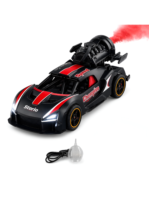 Friction-Powered Jet Racing Car with Rear Water Mist Smoke & LED Lights Red LMI15389