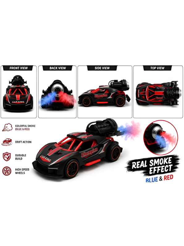 Friction-Powered Jet Racing Car with Rear Water Mist Smoke & LED Lights Red LMI15389