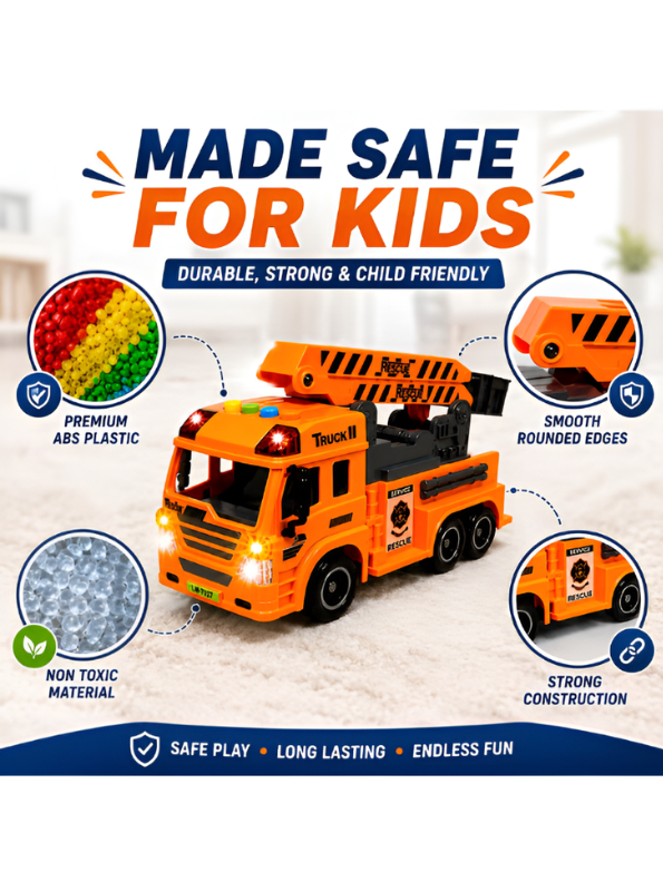 Friction Powered Rescue Crane Truck Toy Orange NX16817.