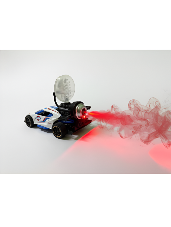 Friction-Powered Jet Racing Car with Rear Water Mist Smoke & LED Lights White LMI15389