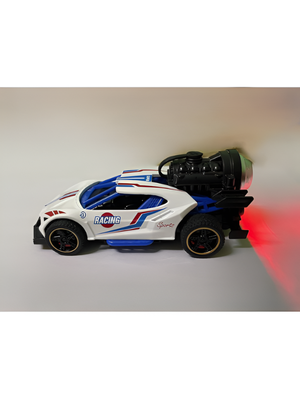 Friction-Powered Jet Racing Car with Rear Water Mist Smoke & LED Lights White LMI15389