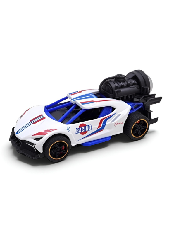 Friction-Powered Jet Racing Car with Rear Water Mist Smoke & LED Lights White LMI15389
