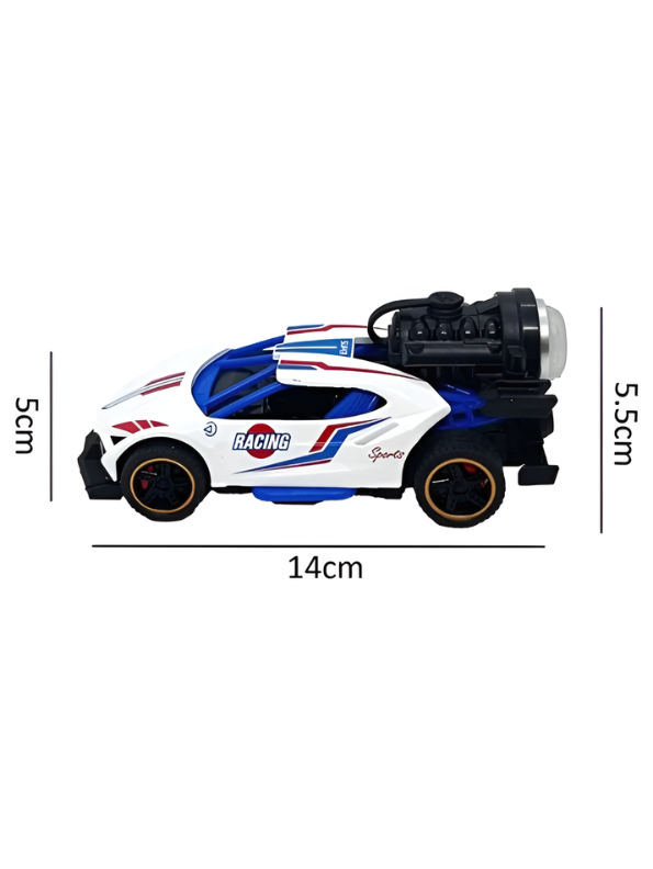Friction-Powered Jet Racing Car with Rear Water Mist Smoke & LED Lights White LMI15389