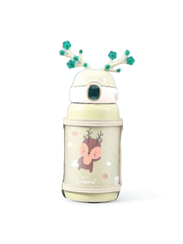 FrostySip Reindeer Horns – 550ml Stainless Steel Sipper Bottle | Cute Leakproof Water Bottle for Kids & Adults NOV5269.