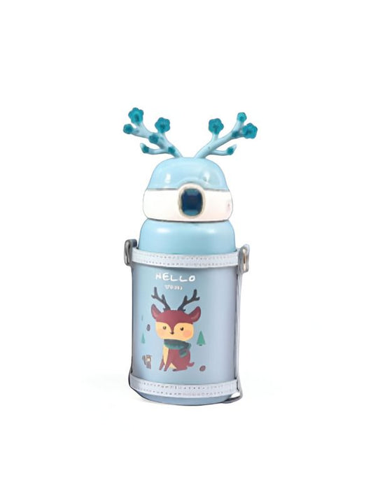 Turquoise - FrostySip Reindeer Horns – 550ml Stainless Steel Sipper Bottle | Cute Leakproof Water Bottle for Kids & Adults NOV5269.