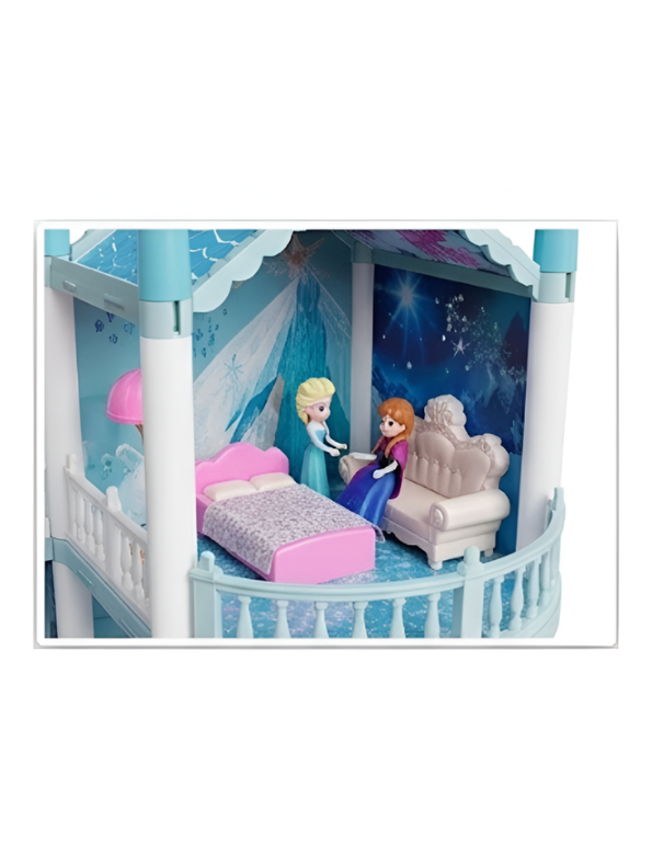 Frozen-Inspired Ice Castle Dollhouse Playset – Princess Dream Garden Villa Pretend Play Doll House Toy Set TV5672.