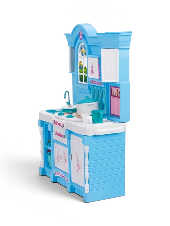 Frozen-Themed Kids Kitchen Playset with Princess Doll & Cooking Accessories – Deluxe Blue Pretend Play Toy Kitchen Set for Toddlers and Girls Age TV5604