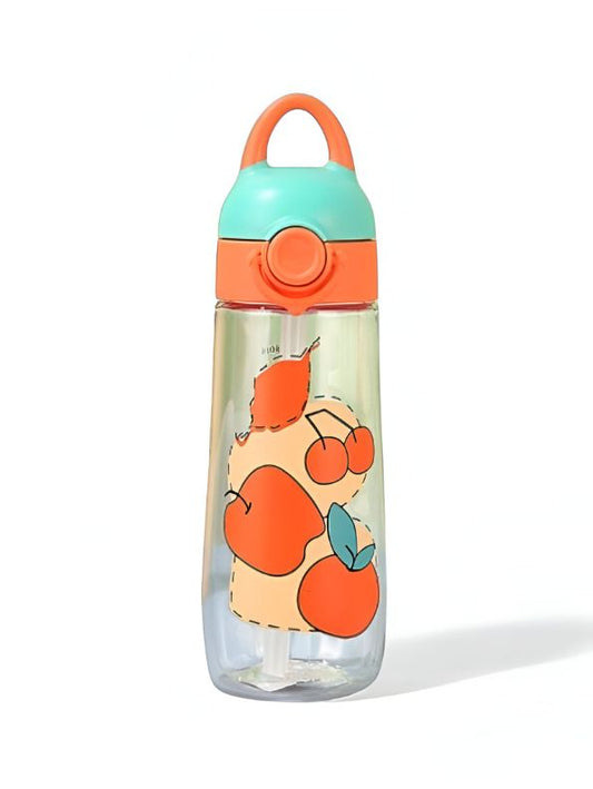 FruitSip - 380ml  Water Bottle for Kids with Straw | Non-Toxic & BPA-Free | Cute Cartoon Fruits  Print | Leak-Proof School & Travel Bottle for Boys & Girls NOV6323.
