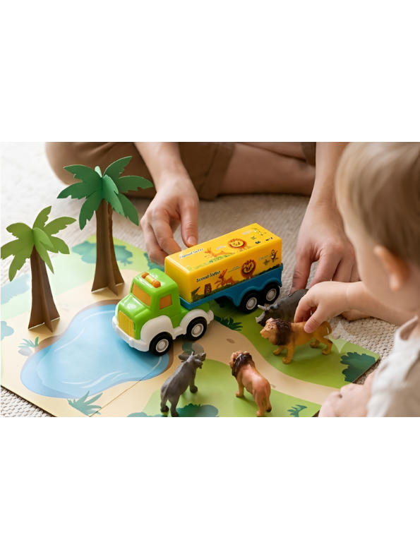 Fun-Autos 7-Pack Pull Back Toy Vehicles Set – Educational Construction Trucks Play Set for Kids 3+ Years LMI16734