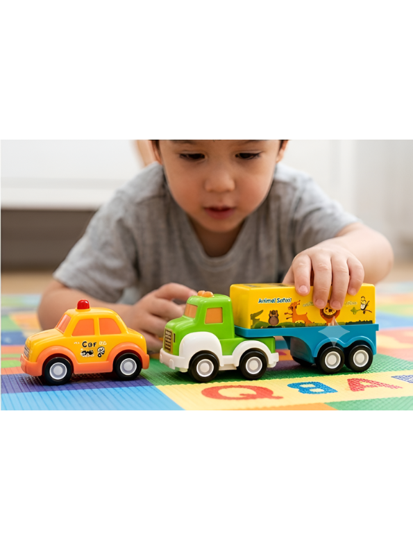 Fun-Autos 7-Pack Pull Back Toy Vehicles Set – Educational Construction Trucks Play Set for Kids 3+ Years LMI16734