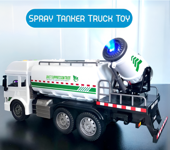 FunBlast City Cleaner Spray Tanker Truck Toy for Kids – Water Spraying Friction-Powered Toy Truck with Lights & Sounds Green LMI13475.