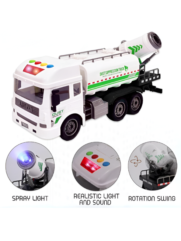 FunBlast City Cleaner Spray Tanker Truck Toy for Kids – Water Spraying Friction-Powered Toy Truck with Lights & Sounds Green LMI13475.