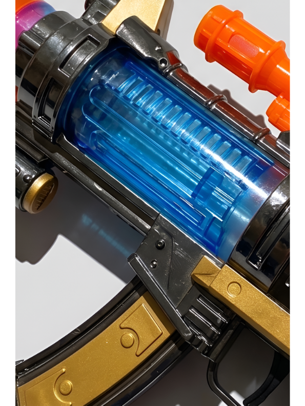 Futuristic Sci-Fi Toy Blaster Gun with LED Lights and Sound Effects – Golden & Blue Space Rifle Toy for Kids TV5667