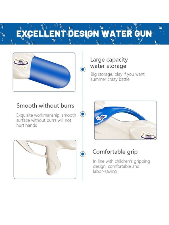 Futuristic Space Blaster Water Gun – High-Capacity Pichkari for Kids & Adults – Perfect for Holi White LMI14428.