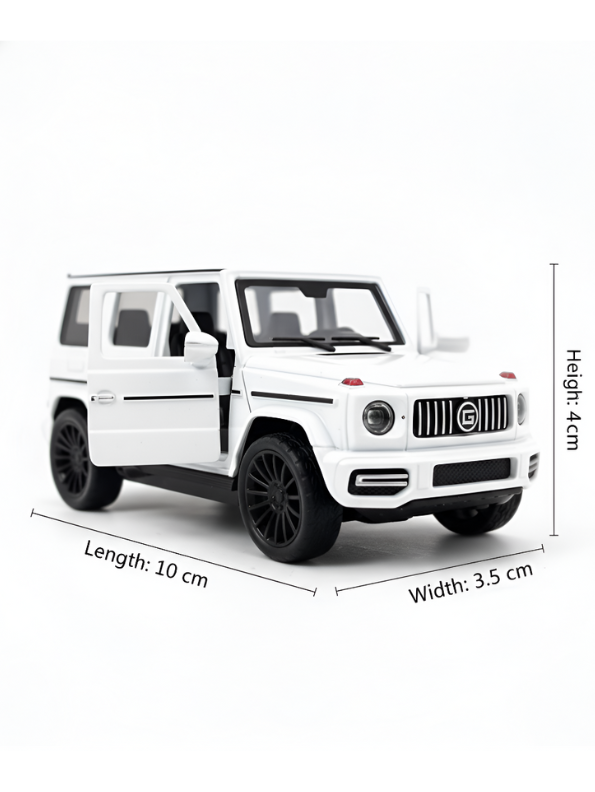 Mercedes-Benz G-Class Diecast Model Car - 10cm G-Wagon Miniature, 1:43 Scale Toy White.