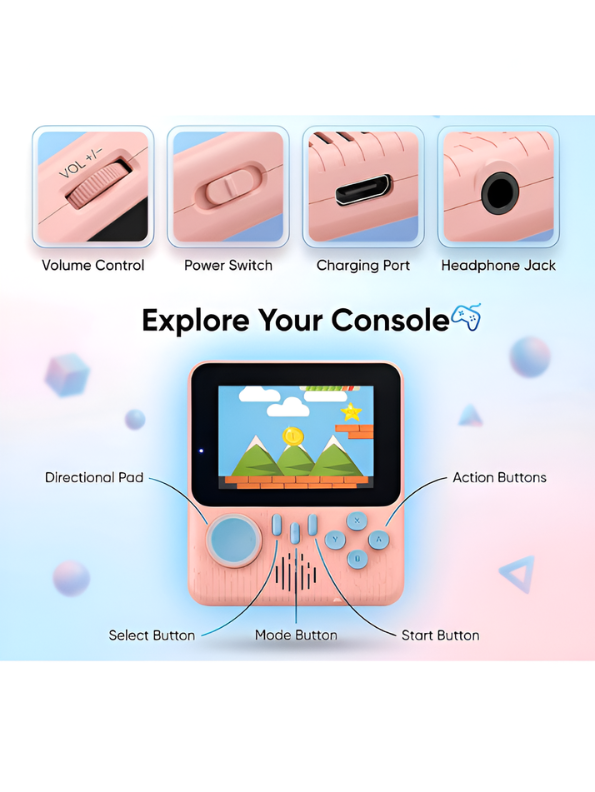 G7 Retro Handheld Gaming Console | 3.0-Inch Screen, 666+ Built-in Classic Games, TV Connection Support & Long Battery Life TV7055