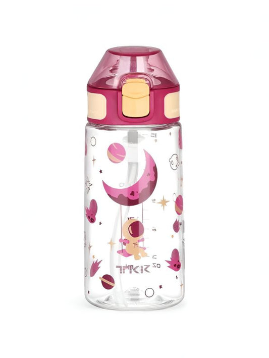 Dark Pink - GalaxyJet Kids Water Bottle – 500ml Leakproof Bottle with Rocket & Astronaut Print for School & Travel NOV3313.