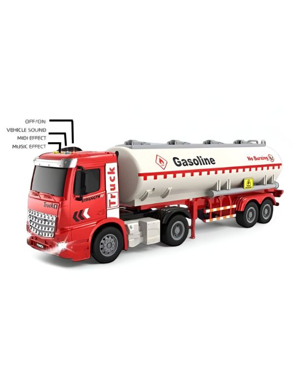 Red - Gasoliner – Pull Back Tanker Truck Toy for Kids | Friction Powered Fuel Tanker Vehicle for Boys & Girls LMI15067.