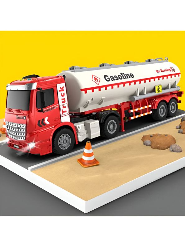 Red - Gasoliner – Pull Back Tanker Truck Toy for Kids | Friction Powered Fuel Tanker Vehicle for Boys & Girls LMI15067.