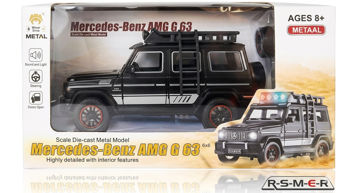 Mercedes-Benz AMG G63 Scale Die-Cast Metal Remote Control Car – 1:24 Scale RC SUV with Realistic Lights & Sound, Opening Doors, Off-Road Adventure Toy Vehicle for Boys & Collectors (Black) TV6841