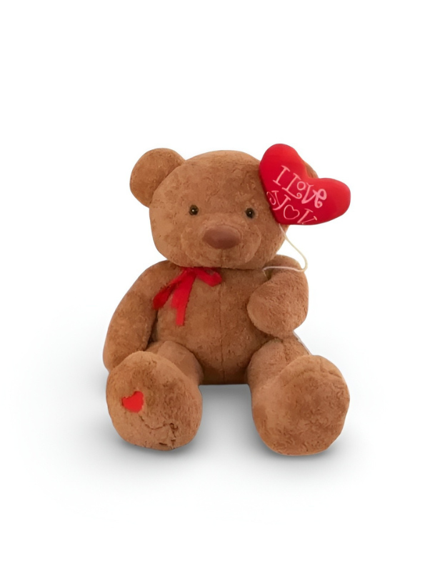 Giant Teddy Bear 100cm Brown with Red Heart Balloon “I Love You” & Neck Bow ST14622.