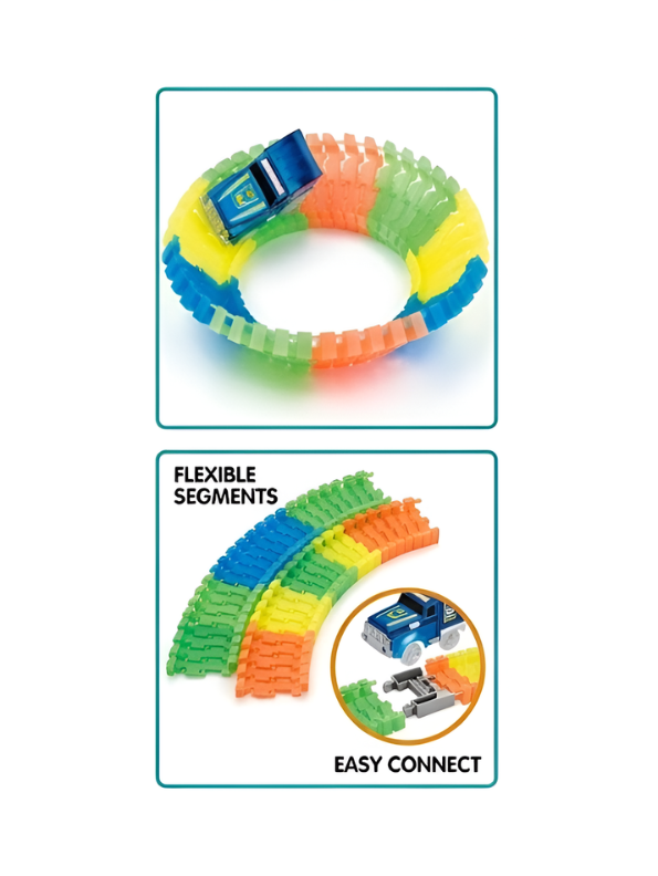 Glow Dark Magic Race Track Set with LED Car – Flexible DIY Toy TV3678.
