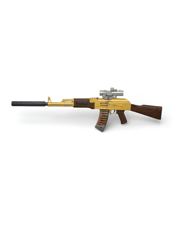 PUBG Gold AK Style Electric Soft Gun with Bullet, Scope, Silencer & Shell Ejection NX16432.
