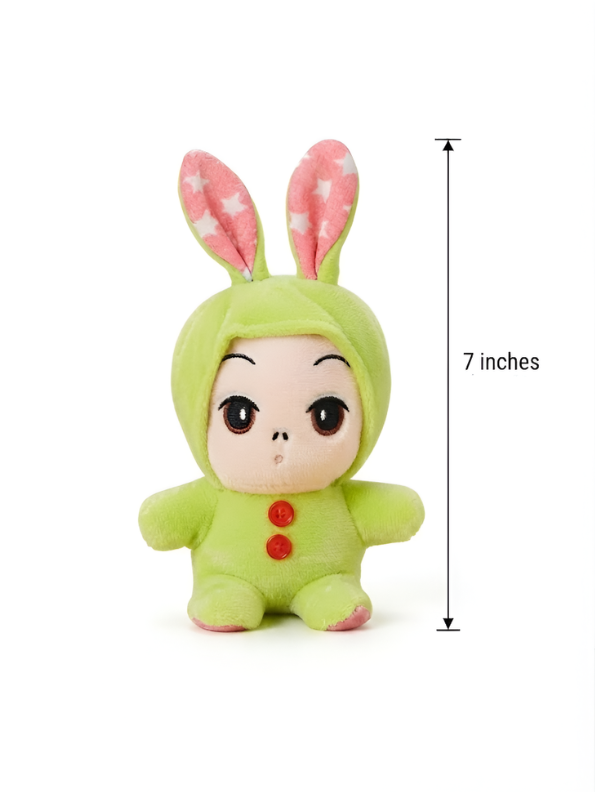 Green Bunny Plushie | 7-Inch Stuffed Toy in Rabbit Costume Soft Toy ST11910