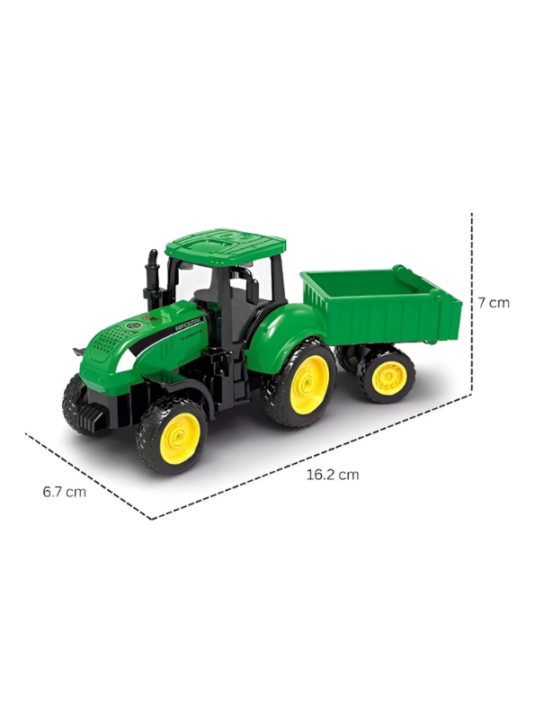 Green Diecast Toy Tractor with Detachable Trailer – Friction Powered Farm Vehicle Play Set for Kids, Realistic Agricultural Model Truck Toy TV362
