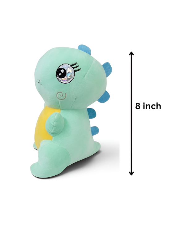 Green Dinosaur Plush Toy –  8-Inch Cute Soft Stuffed Animal with Sparkly Eyes for Kids and Toddlers