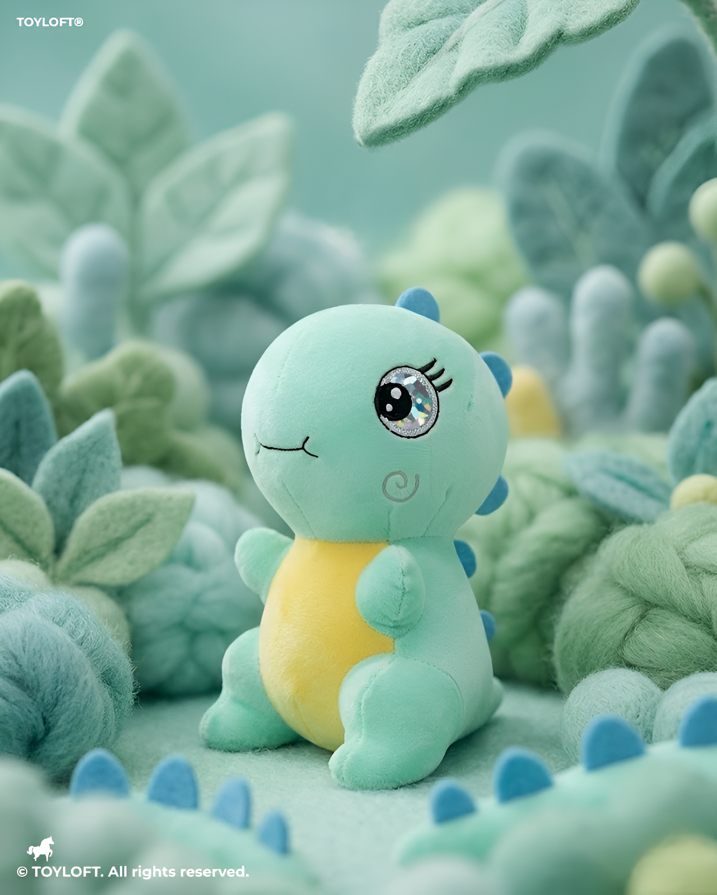 Green Dinosaur Plush Toy –  8-Inch Cute Soft Stuffed Animal with Sparkly Eyes for Kids and Toddlers