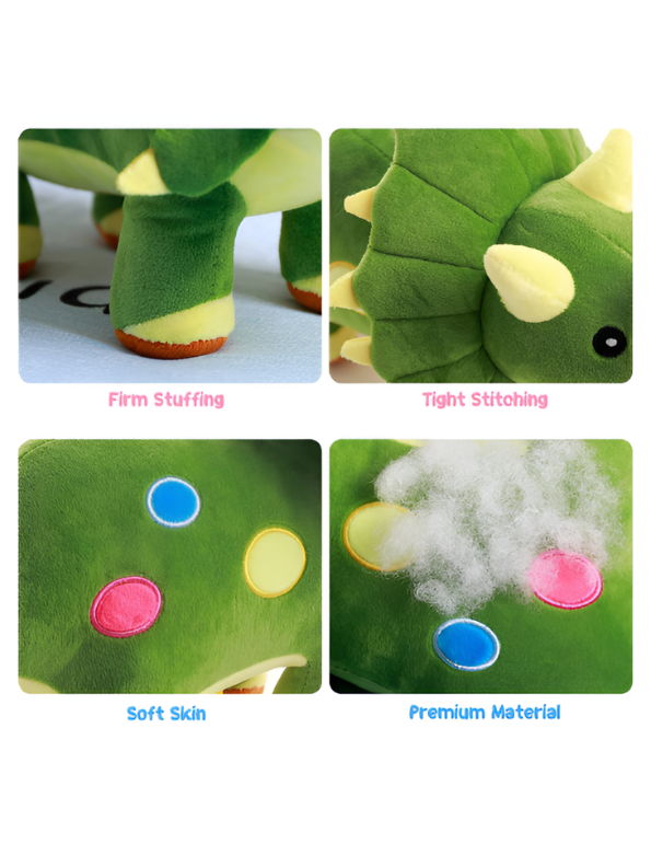 Green Triceratops Plush Dinosaur 8-Inch Soft Toy ST14748.