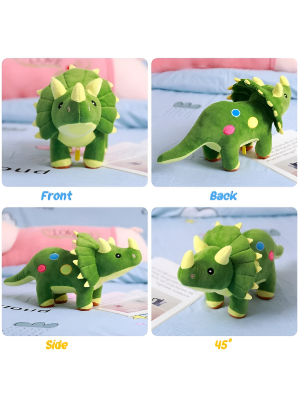 Green Triceratops Plush Dinosaur 8-Inch Soft Toy ST14748.