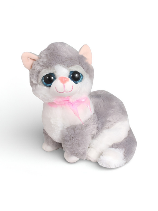 Grey & White Cat Plush Toy – 20cm Soft Sitting Kitten ST15636.