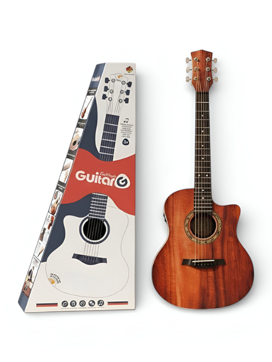 30-Inch Beginner Acoustic-Electric Guitar - Small Body Cutaway Folk Guitar for Kids & Adults with Premium Wood Finish LMI14023