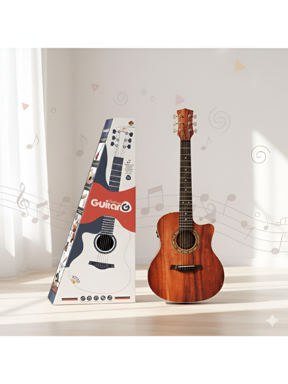 30-Inch Beginner Acoustic-Electric Guitar - Small Body Cutaway Folk Guitar for Kids & Adults with Premium Wood Finish LMI14023